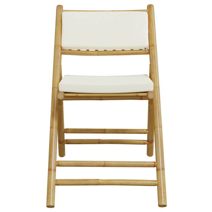 Ensemble de bistro pliante 5 pcs et coussins blanc crème bambou - Photo n°5