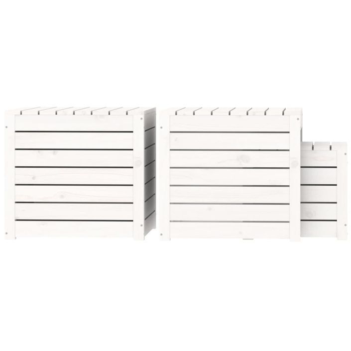 Ensemble de boîtes de jardin 3 pcs blanc bois de pin massif - Photo n°7