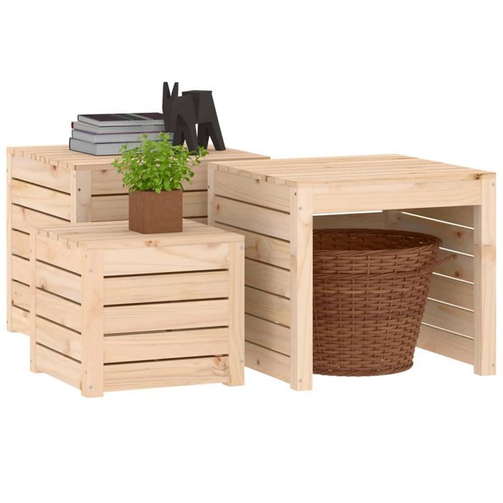 Ensemble de boîtes de jardin 3 pcs bois de pin massif - Photo n°4