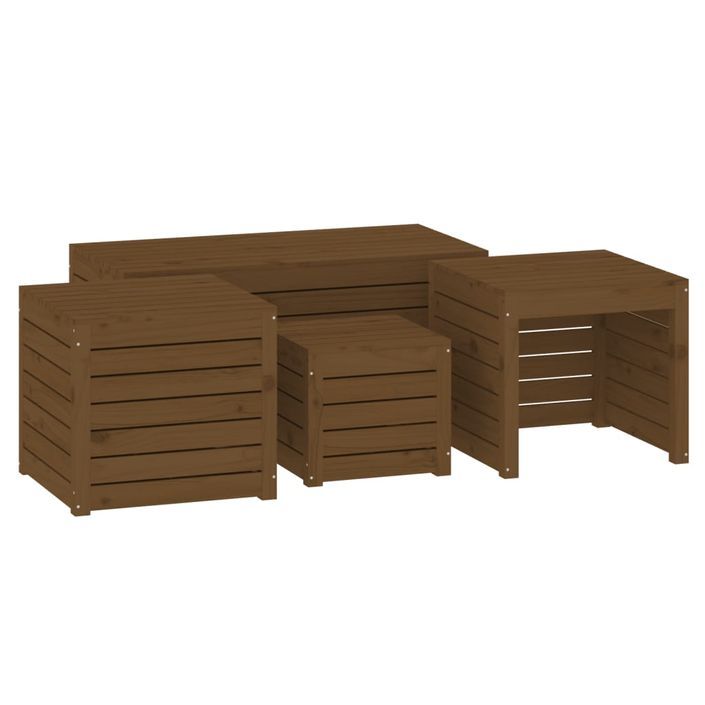 Ensemble de boîtes de jardin 4 pcs marron miel bois pin massif - Photo n°2