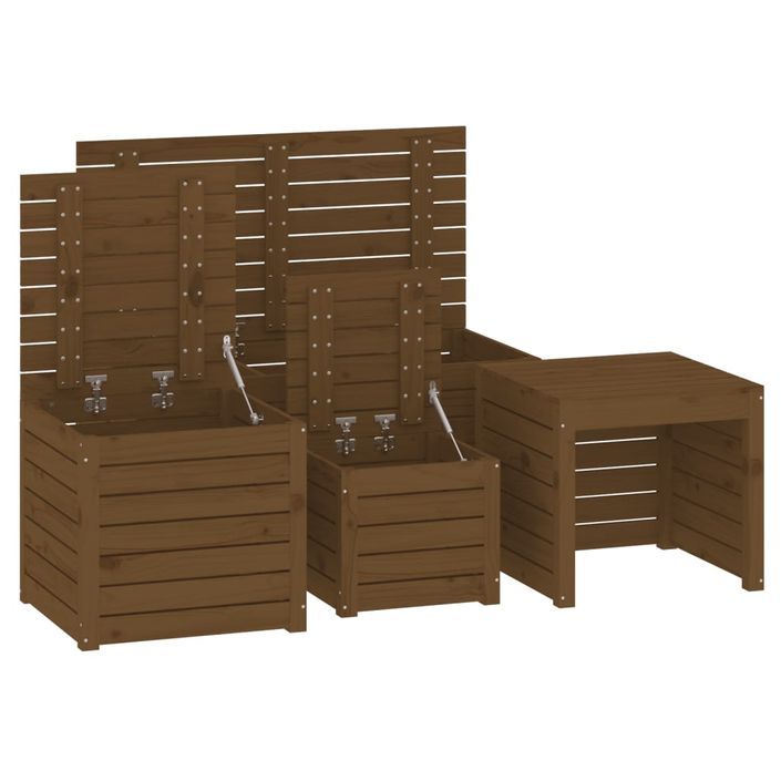 Ensemble de boîtes de jardin 4 pcs marron miel bois pin massif - Photo n°8