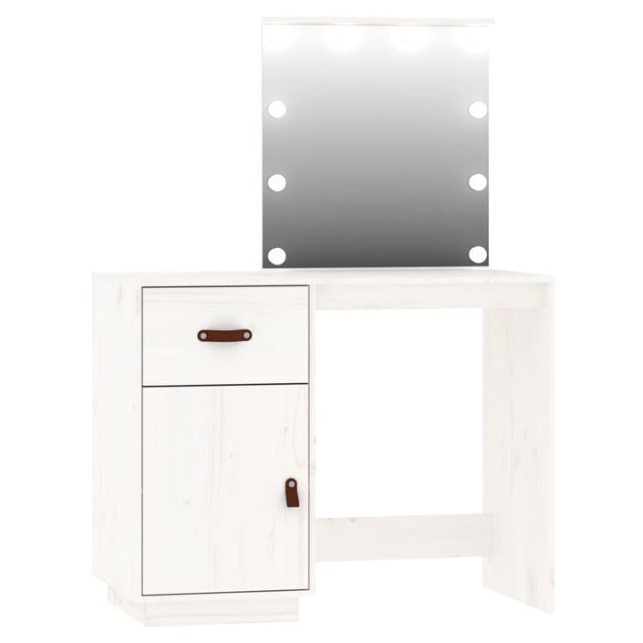 Ensemble de coiffeuse avec LED Blanc Bois de pin solide - Photo n°8