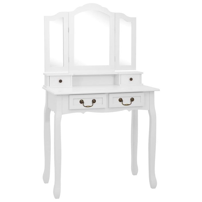 Ensemble de coiffeuse avec tabouret Blanc 80x69x141cm Paulownia - Photo n°2