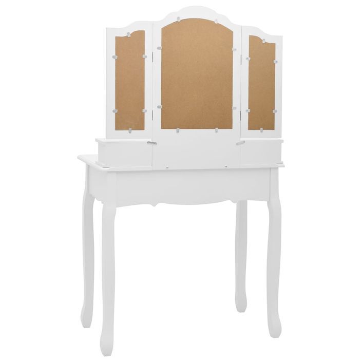 Ensemble de coiffeuse avec tabouret Blanc 80x69x141cm Paulownia - Photo n°5