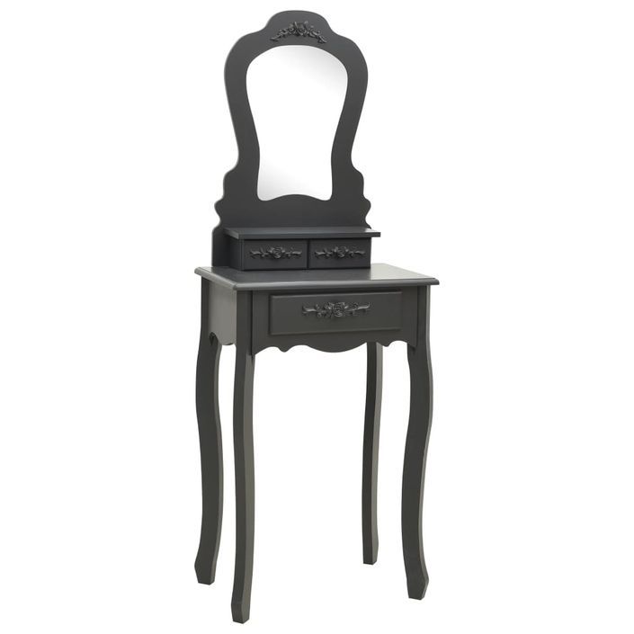 Ensemble de coiffeuse avec tabouret Gris 50x59x136 cm Paulownia - Photo n°2