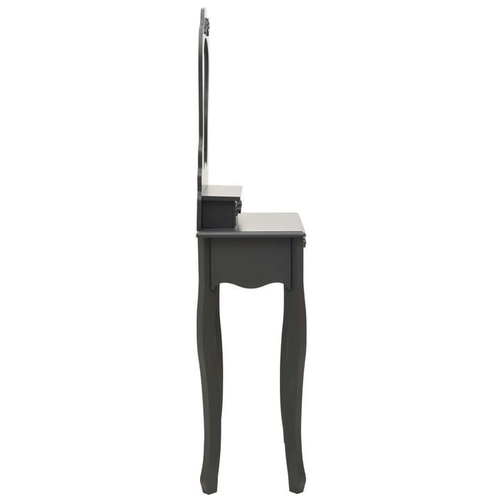 Ensemble de coiffeuse avec tabouret Gris 50x59x136 cm Paulownia - Photo n°4