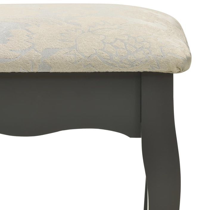 Ensemble de coiffeuse avec tabouret Gris 50x59x136 cm Paulownia - Photo n°10