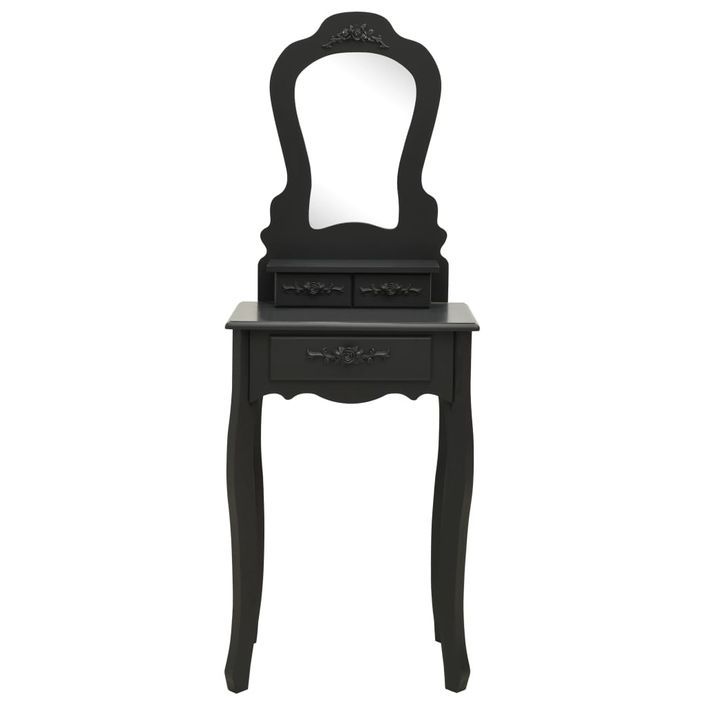 Ensemble de coiffeuse avec tabouret Noir 50x59x136 cm Paulownia - Photo n°3