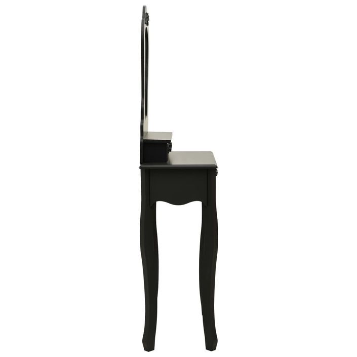 Ensemble de coiffeuse avec tabouret Noir 50x59x136 cm Paulownia - Photo n°4