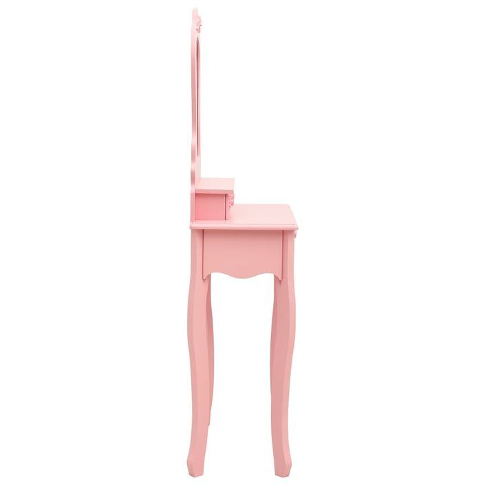 Ensemble de coiffeuse avec tabouret Rose 50x59x136 cm Paulownia - Photo n°4