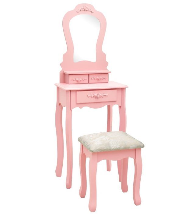 Ensemble de coiffeuse avec tabouret Rose 50x59x136 cm Paulownia - Photo n°1