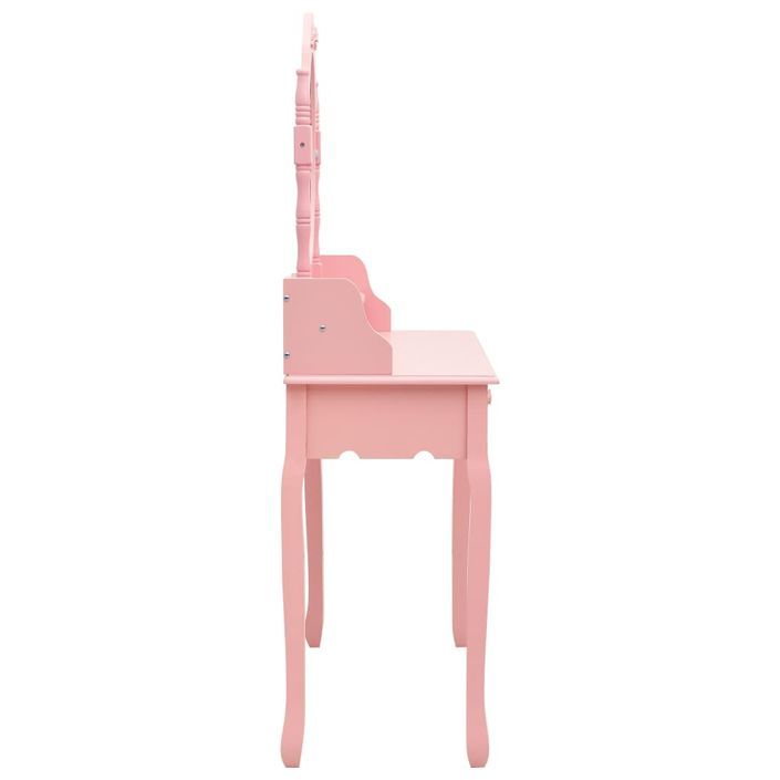 Ensemble de coiffeuse avec tabouret Rose 75x69x140 cm Paulownia - Photo n°4