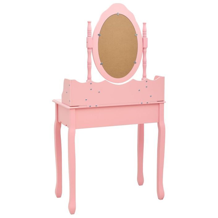 Ensemble de coiffeuse avec tabouret Rose 75x69x140 cm Paulownia - Photo n°5