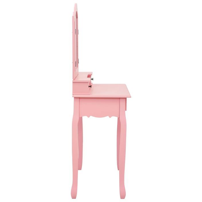 Ensemble de coiffeuse avec tabouret Rose 80x69x141 cm Paulownia - Photo n°5