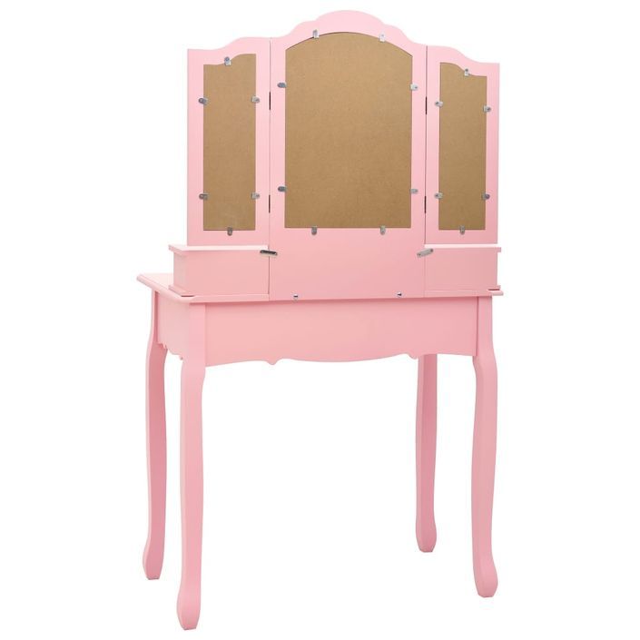 Ensemble de coiffeuse avec tabouret Rose 80x69x141 cm Paulownia - Photo n°6