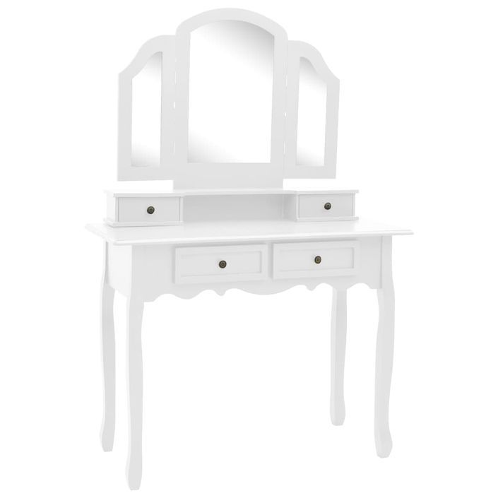 Ensemble de coiffeuse et tabouret Blanc 100x40x146 cm Paulownia - Photo n°2