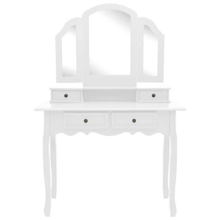 Ensemble de coiffeuse et tabouret Blanc 100x40x146 cm Paulownia - Photo n°3