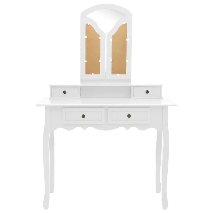 Ensemble de coiffeuse et tabouret Blanc 100x40x146 cm Paulownia - Photo n°4