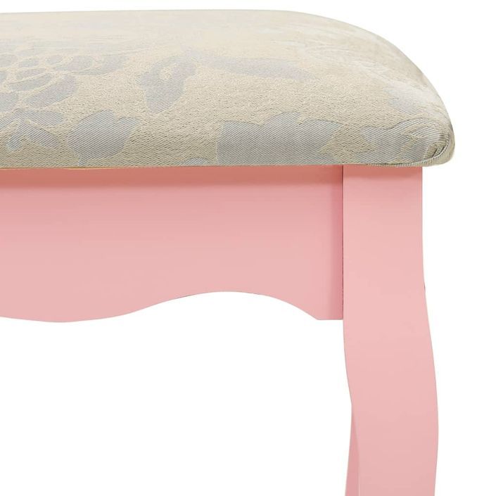 Ensemble de coiffeuse et tabouret Rose 100x40x146 cm Paulownia - Photo n°11