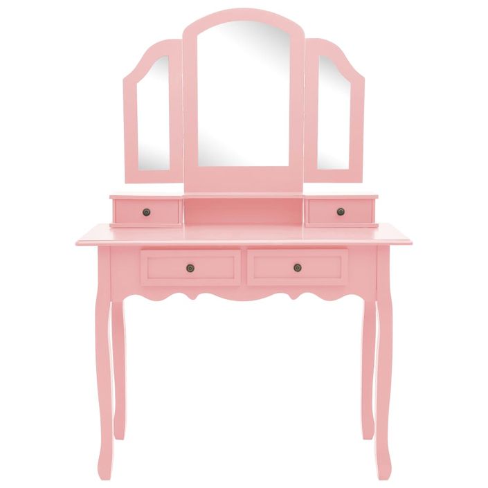 Ensemble de coiffeuse et tabouret Rose 100x40x146 cm Paulownia - Photo n°3