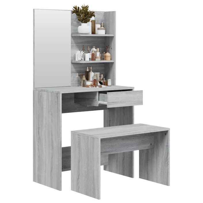 Ensemble de coiffeuse Sonoma gris 74,5x40x141 cm - Photo n°4