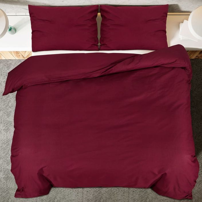 Ensemble de housse de couette Bordeaux 135x200 cm Microfibre - Photo n°5