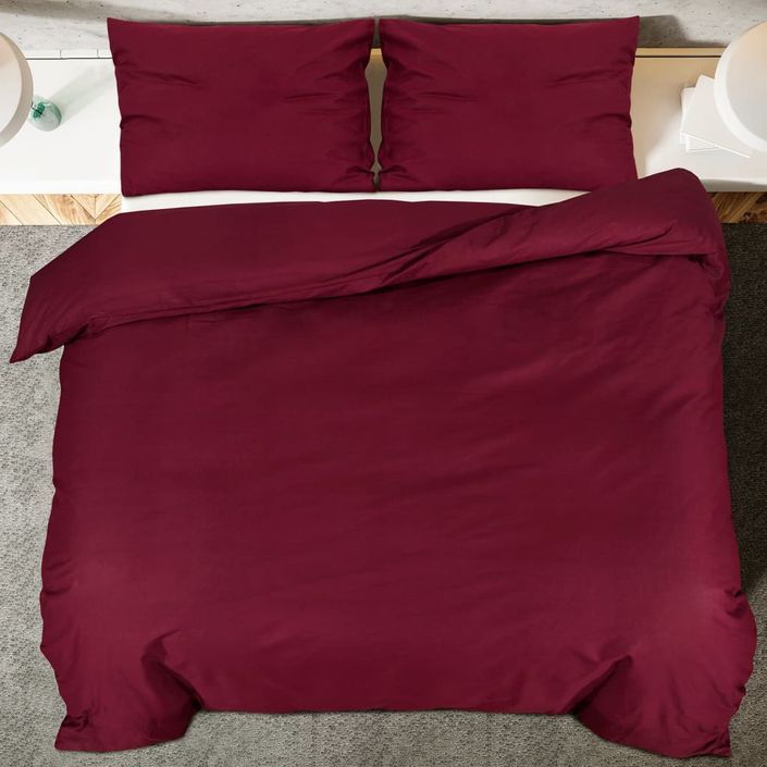 Ensemble de housse de couette Bordeaux 140x200 cm Microfibre - Photo n°5