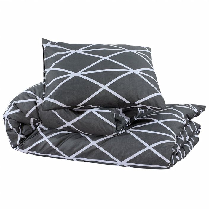 Ensemble de housse de couette Gris 140x200 cm Coton - Photo n°3