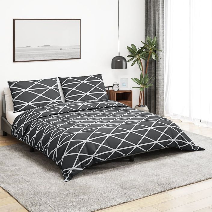 Ensemble de housse de couette Gris 140x200 cm Coton - Photo n°1