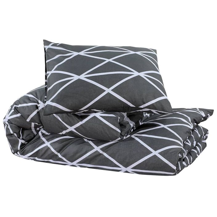 Ensemble de housse de couette Gris 140x200 cm Coton - Photo n°3