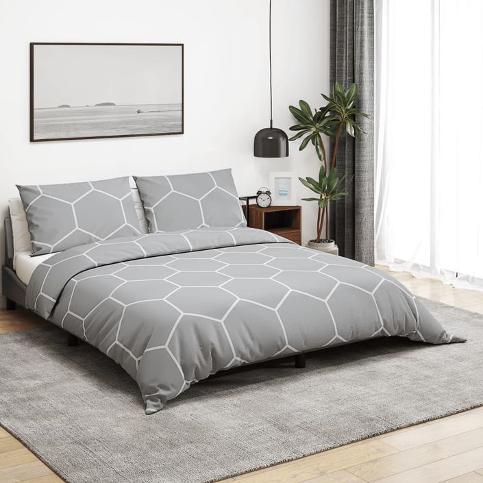 Ensemble de housse de couette Gris 260x220 cm Coton - Photo n°2
