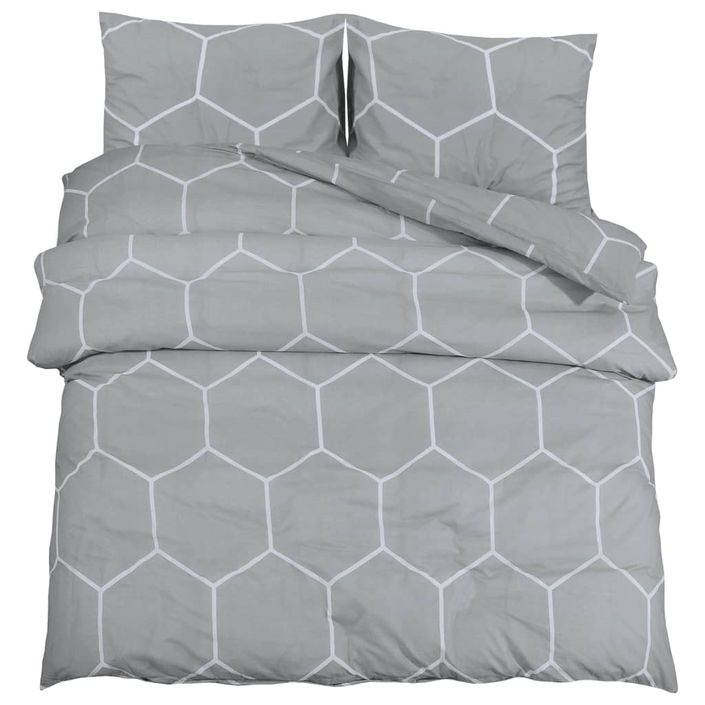 Ensemble de housse de couette Gris 260x220 cm Coton - Photo n°1