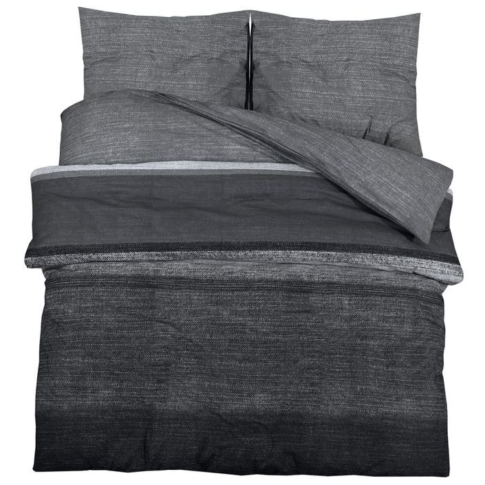 Ensemble de housse de couette gris foncé 140x200 cm Coton - Photo n°1