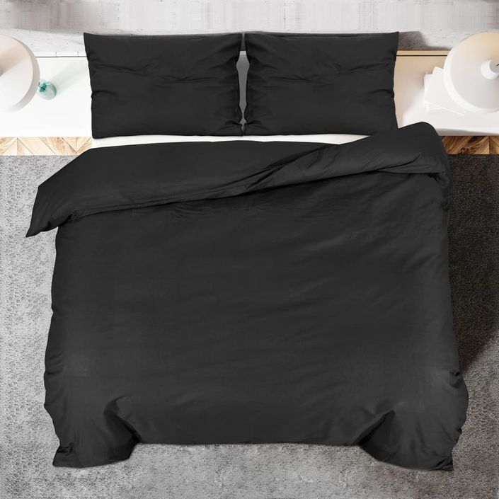 Ensemble de housse de couette Noir 200x220 cm Microfibre légère - Photo n°5