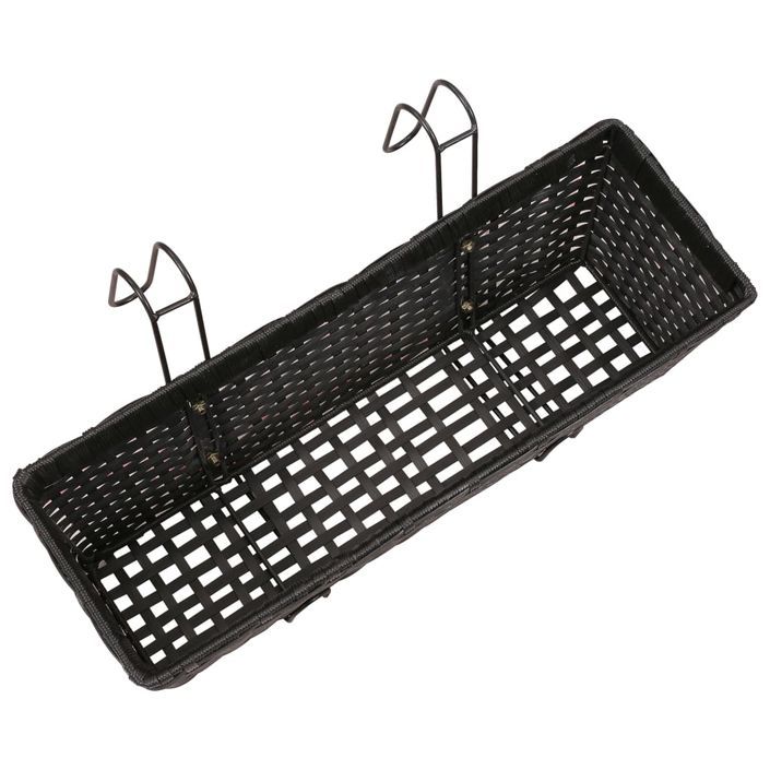 Ensemble de jardinières de balcon Trapèze Rotin 50cm 2 pcs Noir - Photo n°6