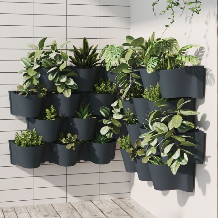 Ensemble de jardinières verticales 12 pcs Anthracite PP - Photo n°8