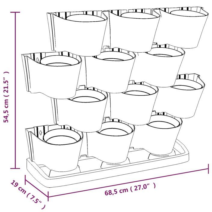 Ensemble de jardinières verticales 12 pcs Anthracite PP - Photo n°9