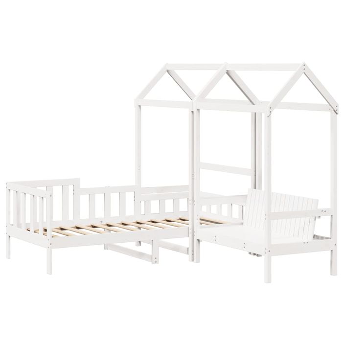 Ensemble de lit de jour et de banc avec toit sans matelas blanc - Photo n°3
