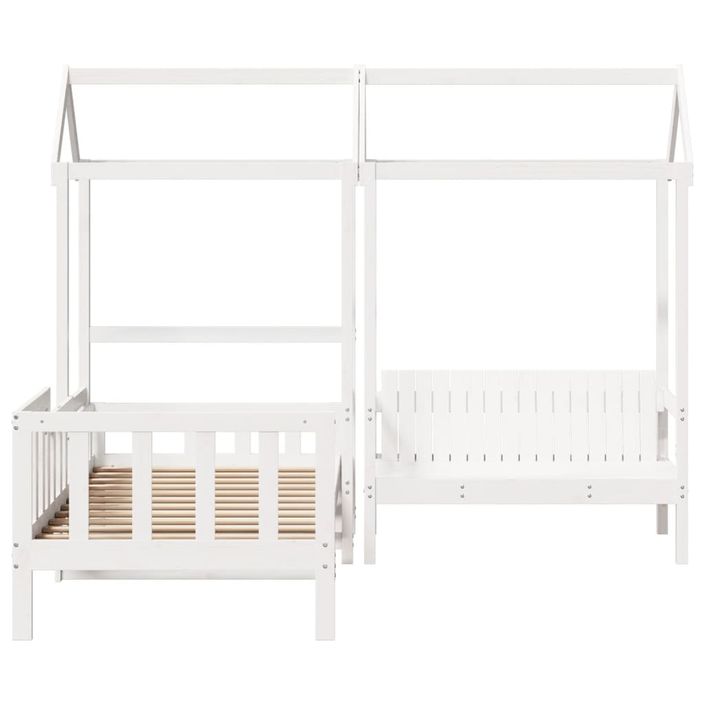 Ensemble de lit de jour et de banc avec toit sans matelas blanc - Photo n°4