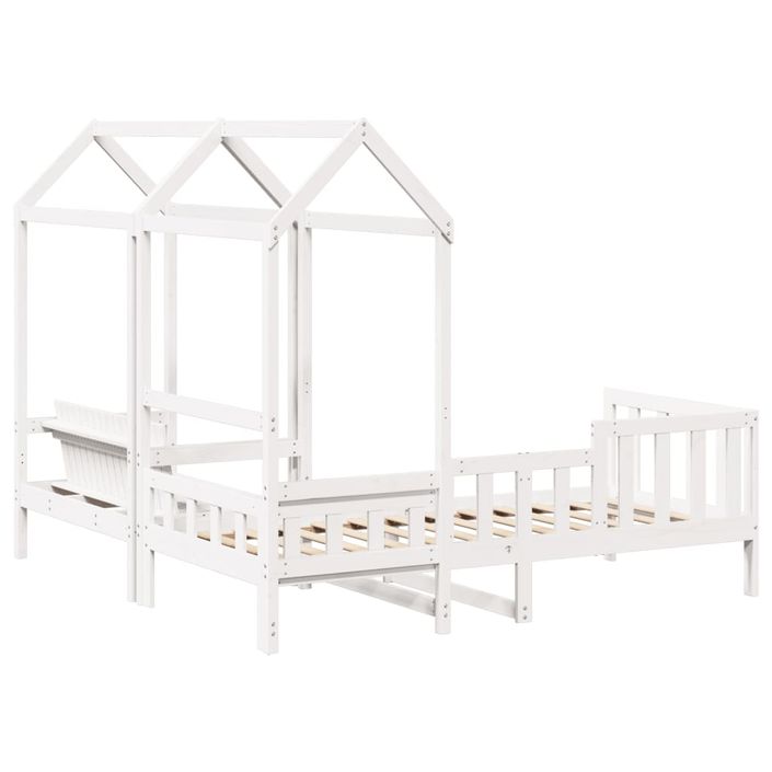 Ensemble de lit de jour et de banc avec toit sans matelas blanc - Photo n°9