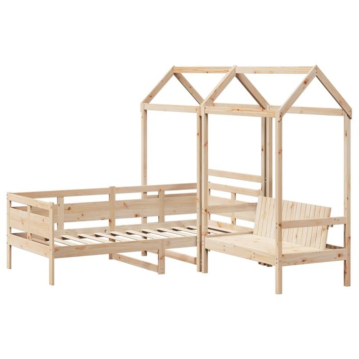Ensemble de lit de jour et de banc et toit 90x190 cm pin massif - Photo n°3