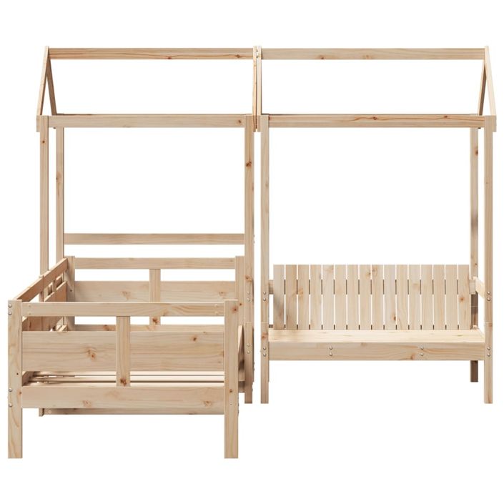 Ensemble de lit de jour et de banc et toit 90x190 cm pin massif - Photo n°4