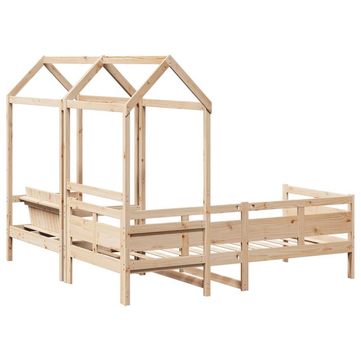 Ensemble de lit de jour et de banc et toit 90x190 cm pin massif - Photo n°9