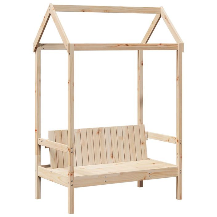 Ensemble de lit et de banc avec toit 75x190 cm bois pin massif - Photo n°5