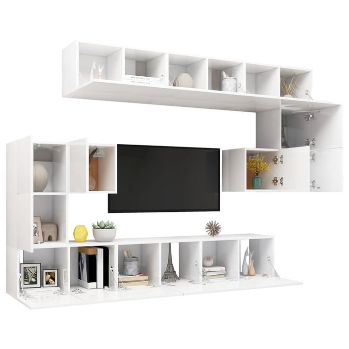 Ensemble de meuble TV 10 pcs Blanc brillant - Photo n°3