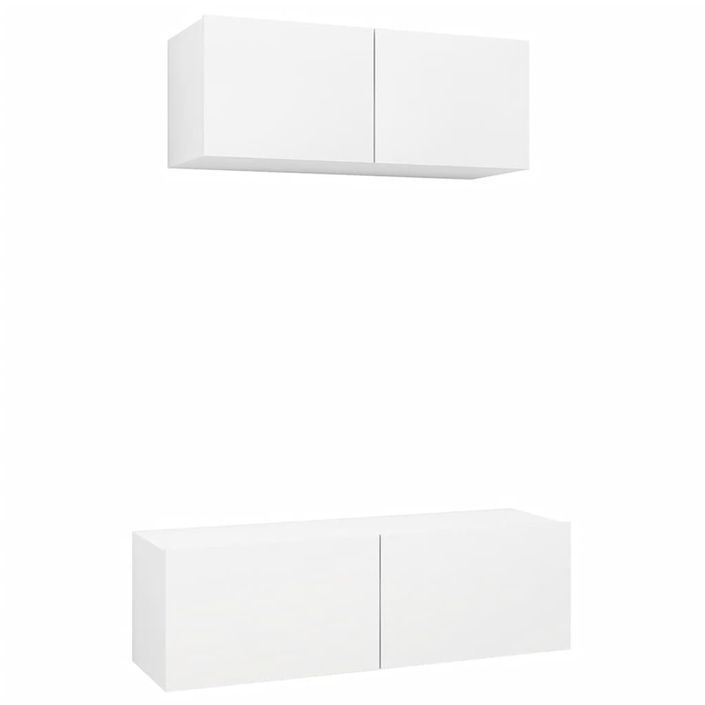 Ensemble de meuble TV 2 pcs Blanc 3 - Photo n°1