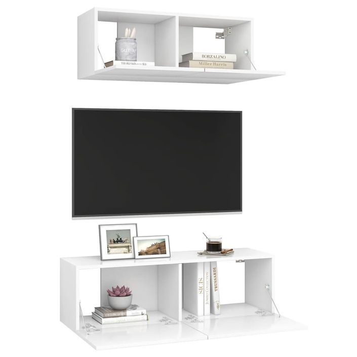 Ensemble de meuble TV 2 pcs Blanc 3 - Photo n°3