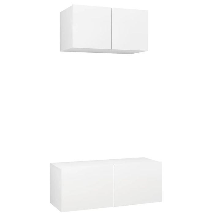 Ensemble de meuble TV 2 pcs Blanc 2 - Photo n°2