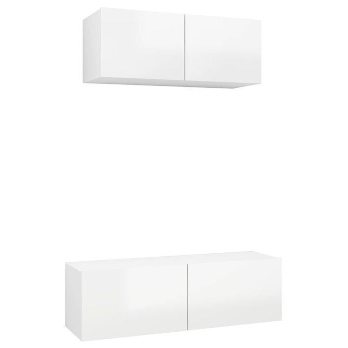 Ensemble de meuble TV 2 pcs Blanc brillant 2 - Photo n°2