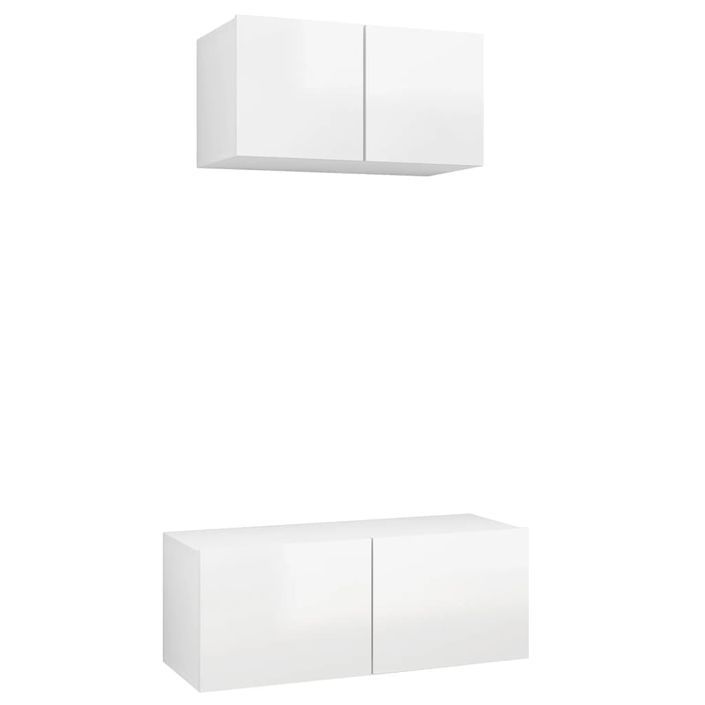 Ensemble de meuble TV 2 pcs Blanc brillant - Photo n°2